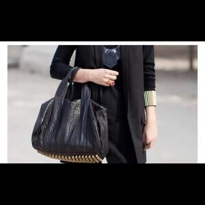 Alexander Wang Black Shoulder Bag with Gold Accents